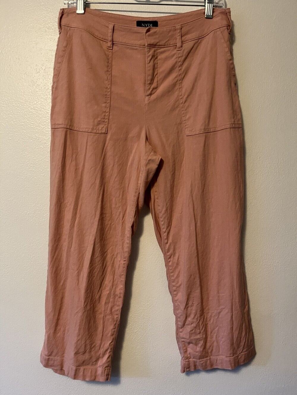 NYDJ Lift & Tuck Women's Sz 4 Capri Cropped Linen Blend Pants Stretch Peach/Pink
